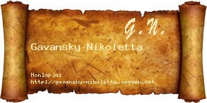 Gavansky Nikoletta névjegykártya